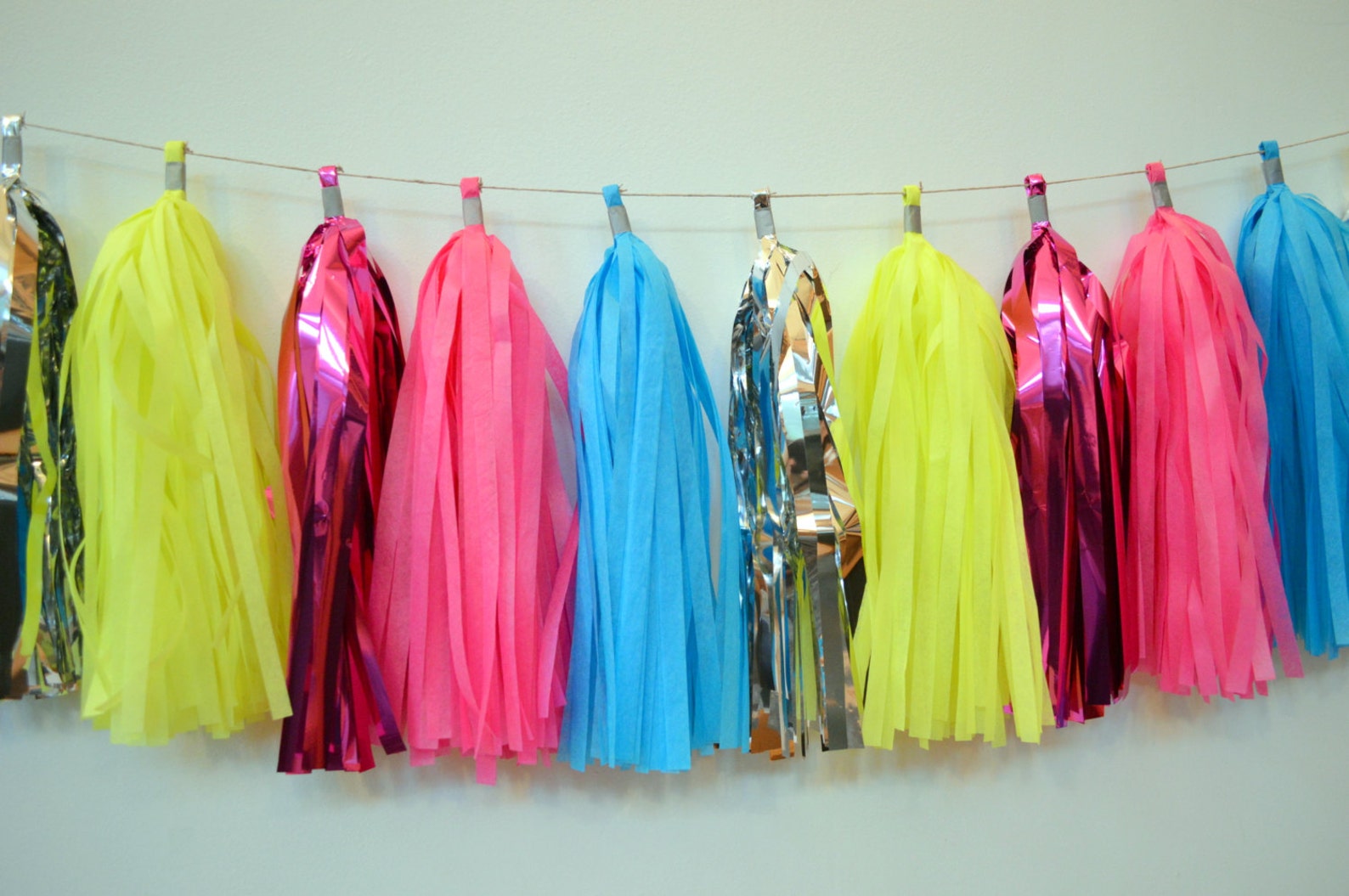 Bright Neon Tassel Garland Neon Tassel Garland Bright Pink Etsy