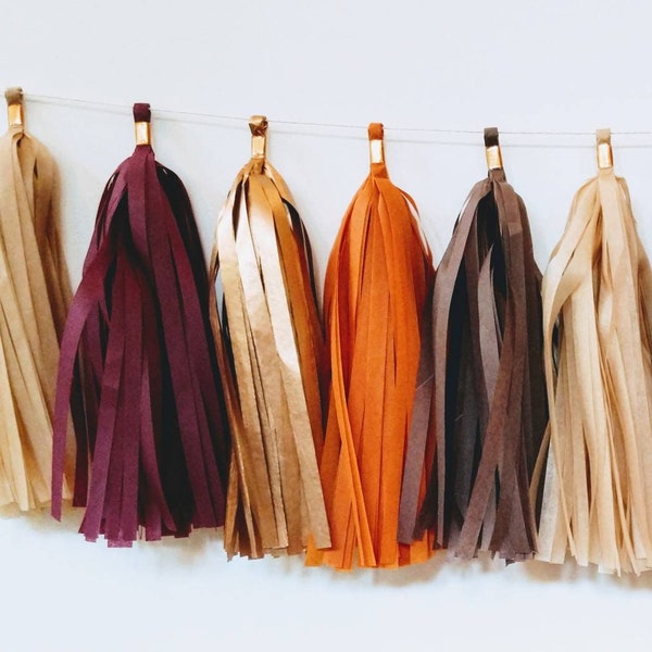 Autumn wedding, Fall wedding, Fall tassel garland, harvest party decor, mantel garland, Thanksgiving decor, rose gold, autumn decorations