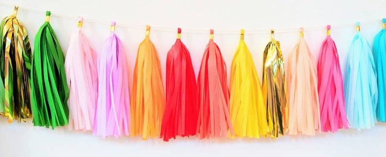 Rainbow tassel garland, rainbow banner, home office decor, dorm decor, balloon tail tassels, photo backdrop, cakesmash, image 5