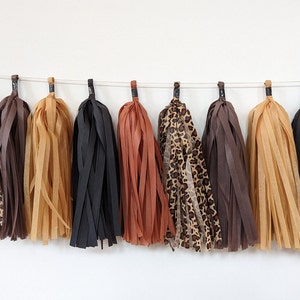 tassel garland, animal print tassel garland, party animal theme decoration, cheetah print decor, wild animal party garland, tassel banner