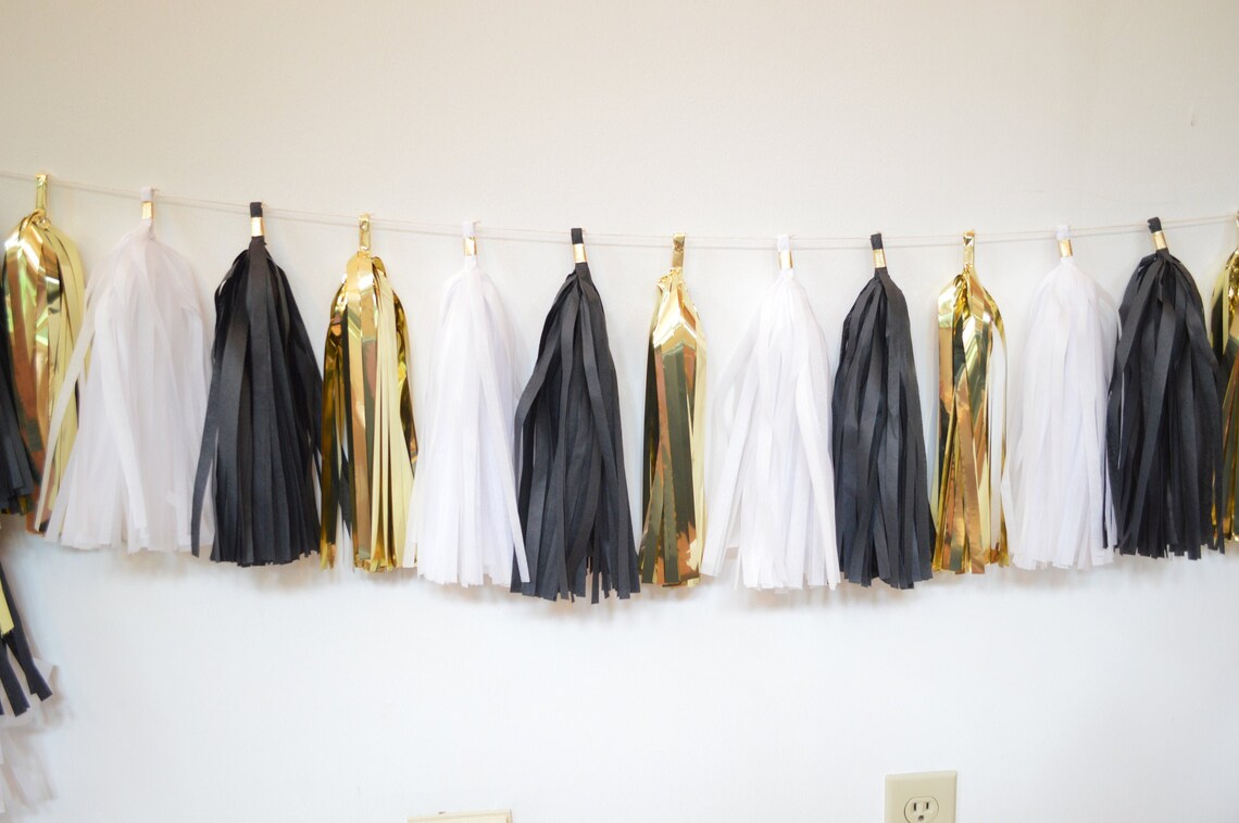Graduation Tassel Garland Black Gold Tassels Graduation Etsy