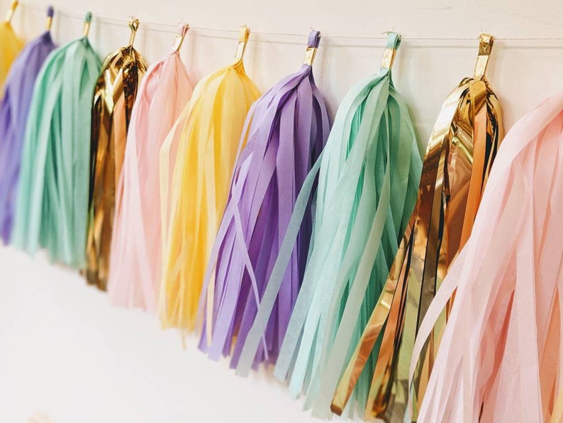 Spring pastel tassel garland, Ice cream party decor, Sweet One theme, ice cream tassel garland, Easter wall decor, Spring fling decor image 5