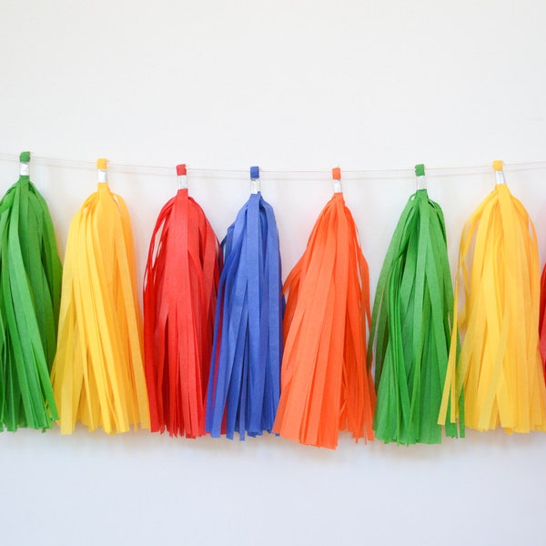 Cinco de Mayo garland, Cinco de Mayo party decor, tassel garland, primary colors, 5th of May party