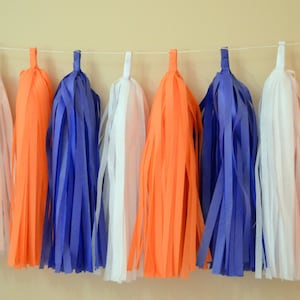 Denver Broncos Party Decorations - Blue Orange and White Tassel Garland - Tassel Garland - Football Party Garland