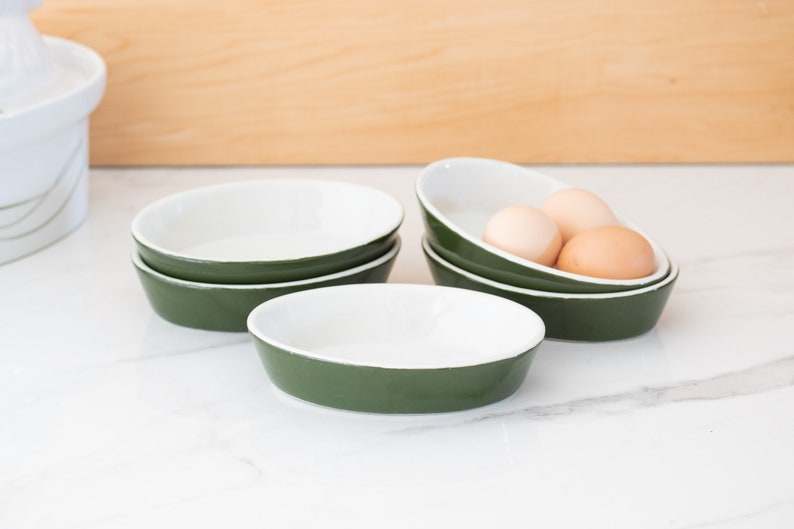 Vintage French Fraunfelter China Forest Green Ramekins Set of 5 - Etsy