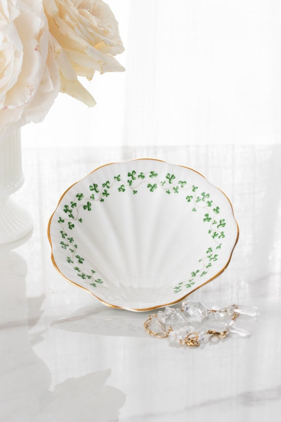 Irish Shell Dish with Shamrocks