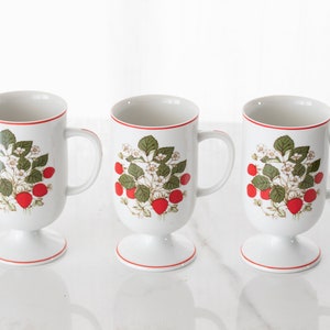 Cute Strawberry Irish coffee/tea mugs with red stripe
