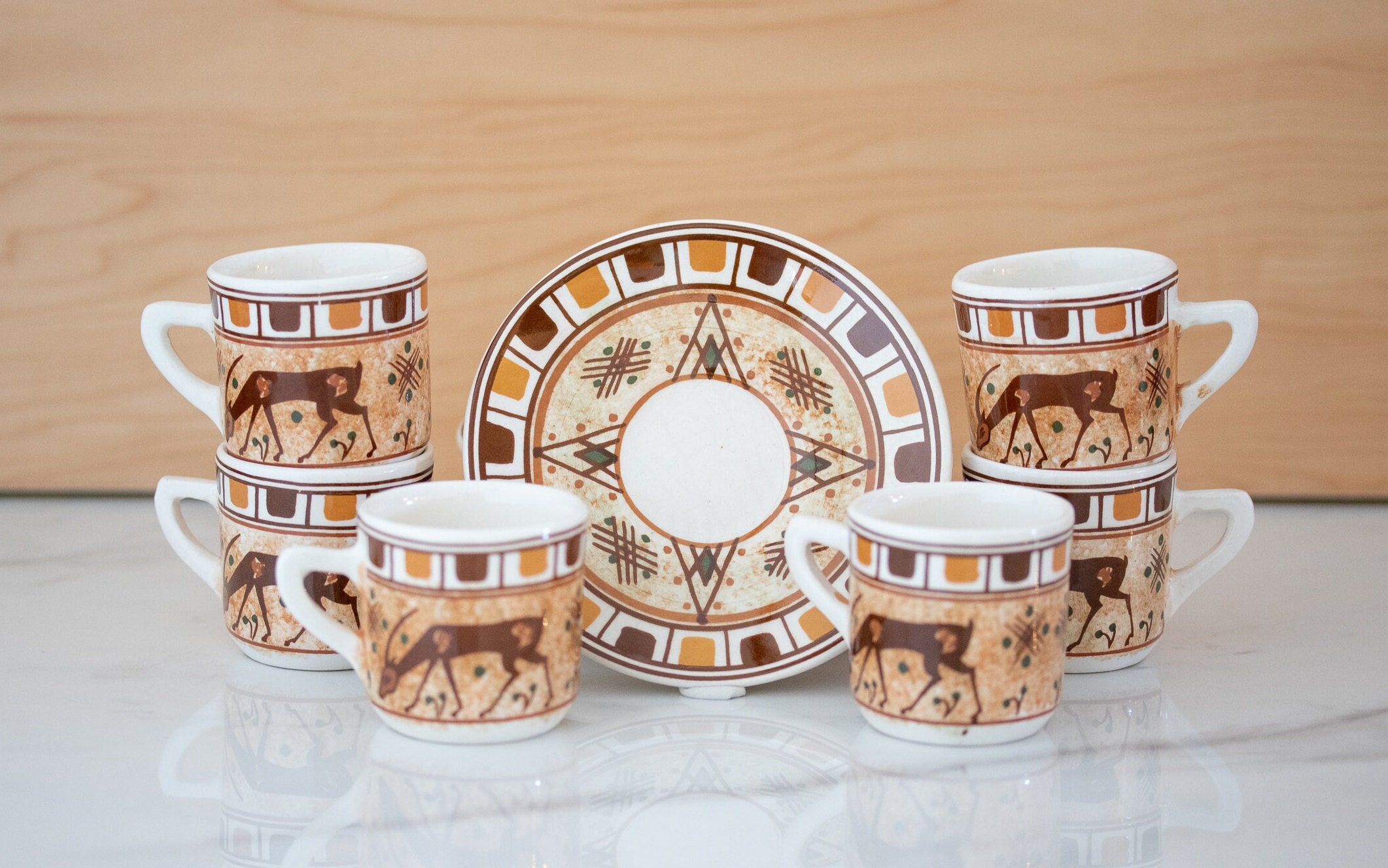Wholesale Vintage Grecian Acacia Demitasse 90ml Espresso Cups