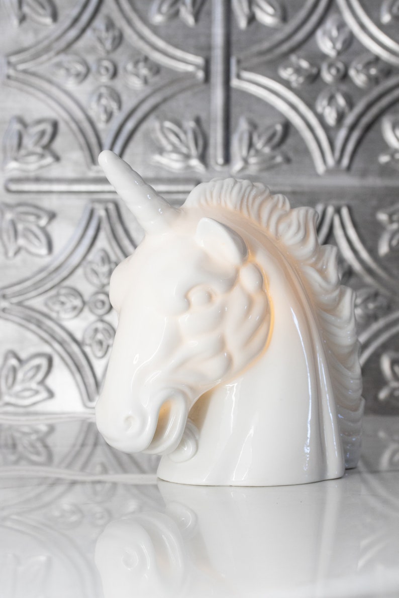 Vintage Unicorn Bust Table Top Night Light / Ceramic Etsy