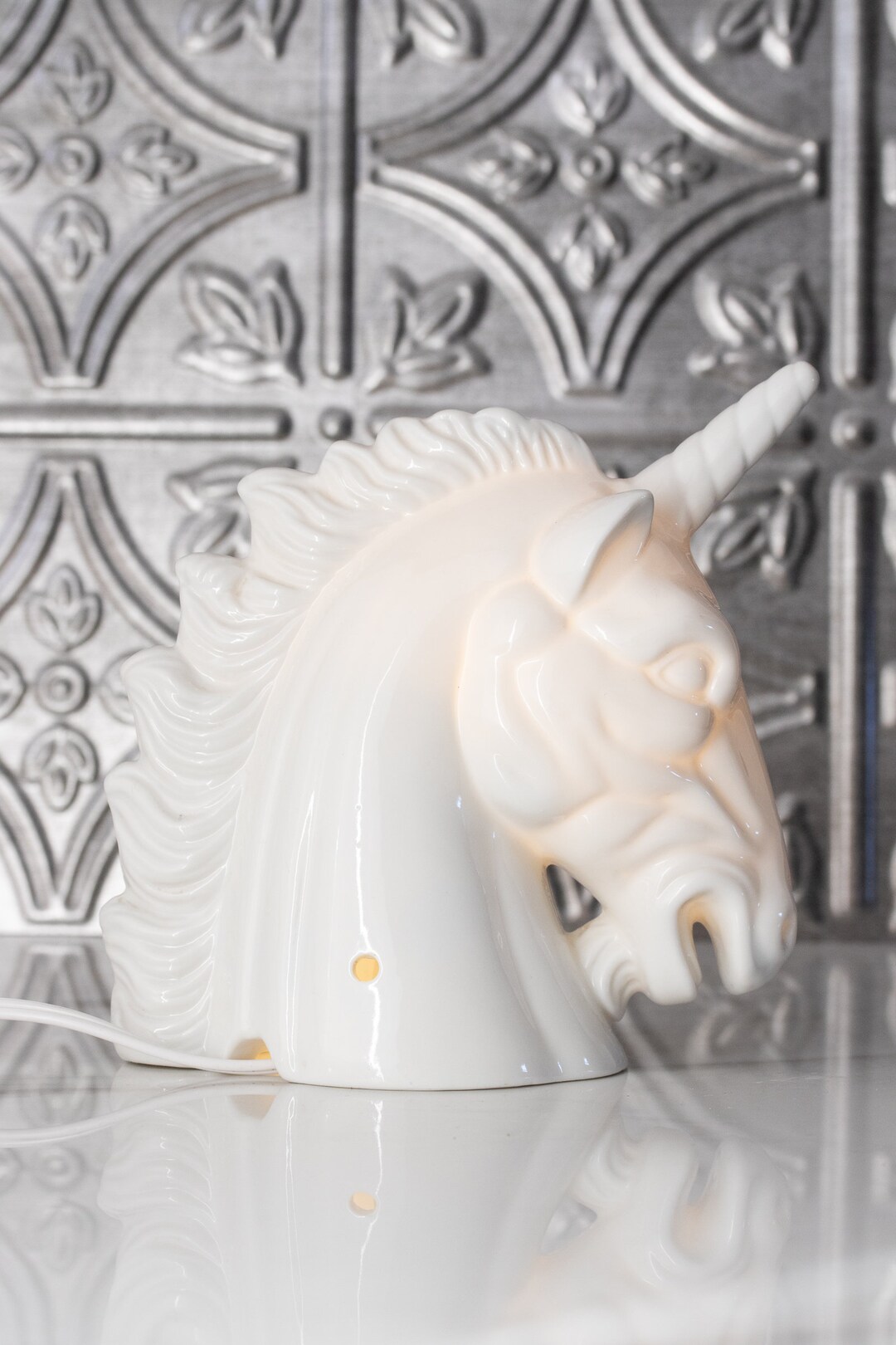 Vintage Unicorn Bust Table Top Night Light / Ceramic Etsy