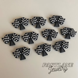 Checkered Flag Racing Focal Silicone Beads- Exclusive Design! - Set of 10