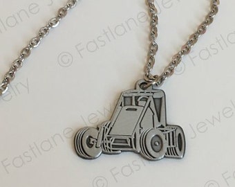 Wingless Sprint Car / Midget Charm Necklace- Racing Jewelry by Fastlane Jewelry Exclusively