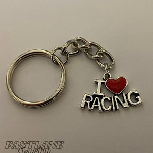 I Love Racing Keychain- Racing Jewelry by Fastlane Jewelry