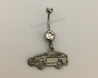 Dirt Modified Charm Belly Button / Navel Ring- Racing Jewelry by Fastlane Jewelry Exclusively