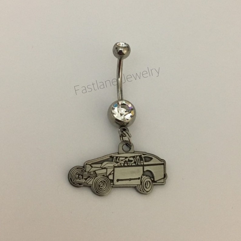 Dirt Modified Charm Belly Button / Navel Ring Racing Jewelry Etsy