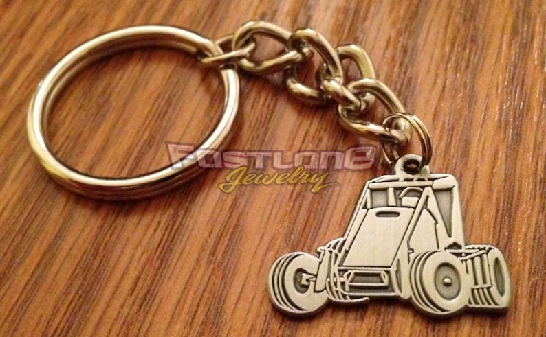 Wingless Sprint Car Midget Charm Keychain Racing Jewelry by Fastlane Jewelry Exclusively