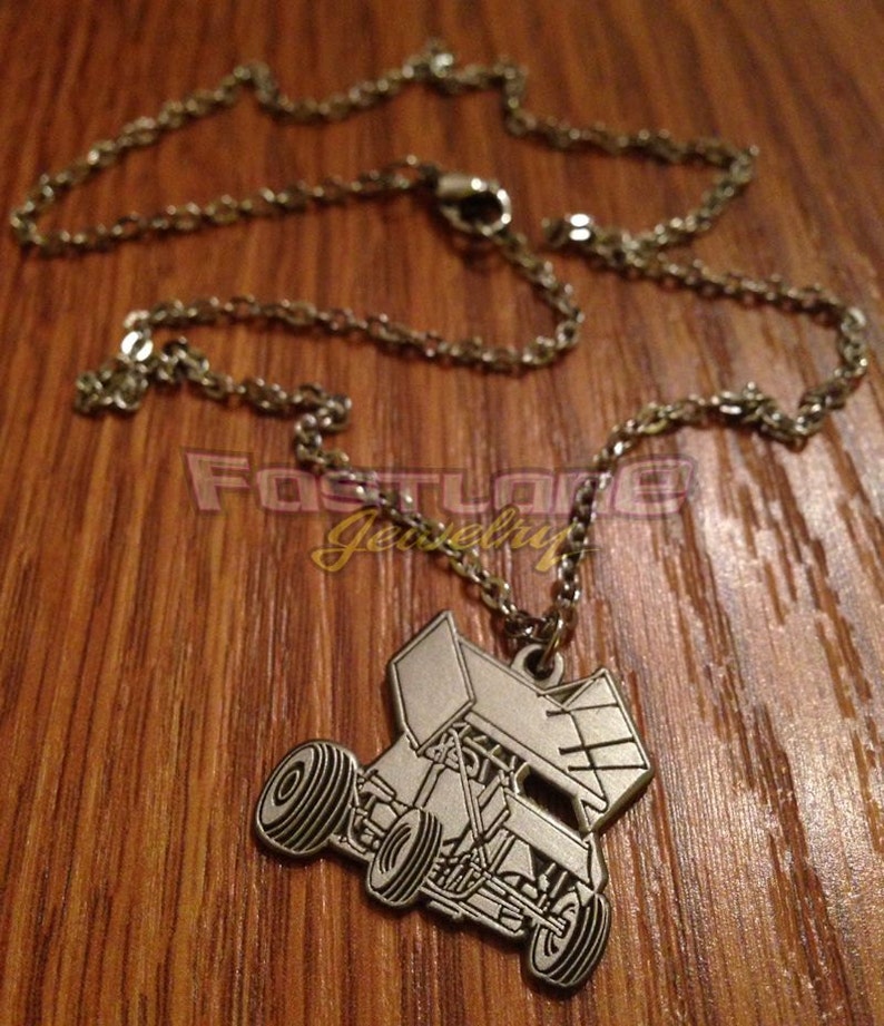 Winged Sprint Car Charm Necklace Racing Jewelry by Fastlane Etsy