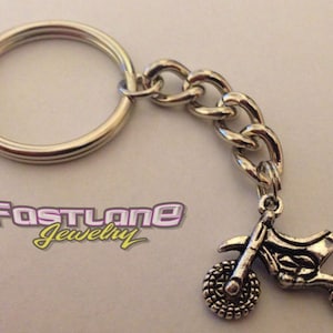 Dirt Bike / Motorcross Charm Keychain- Racing Jewelry by Fastlane Jewelry