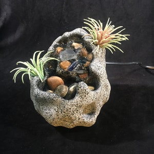 Handmade Unique Small Fountain.  Perfect Artistic  Indoor fountain for the Tabletop, Office or Home.  Has a Zen Feng Shui feeling