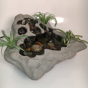 Handmade  Organic Pool Shape Indoor Fountain with adjustable stones.  Fountain has amazing sound and is perfect size for home or office.