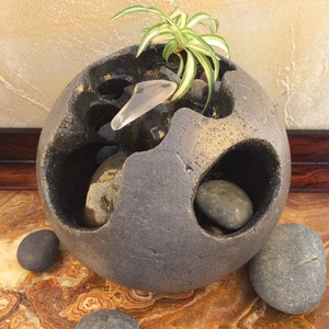 Unique Handmade Spherical Indoor Fountain with Amazing Sound!  Perfect size for the desktop,  home. garden or patio.  Perfect Zen Feng Shui.