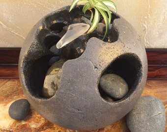 Unique Handmade Spherical Indoor Fountain with Amazing Sound!  Perfect size for the desktop,  home. garden or patio.  Perfect Zen Feng Shui.