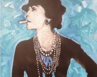 Coco Chanel Art by Matt Pecson Chanel Home Decor Chanel Painting Fashion Wall Art MADE TO ORDER Best Selling Items Bedroom Decor