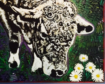 Cow Painting Cow Art Painting by Matt Pecson Canvas Wall Art Room Decor Farmhouse Decor Rustic Decor Country Decor MADE TO ORDER