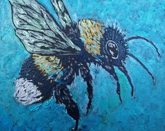 Honey Bee Painting on Canvas by Matt Pecson Bumble Bees Original Art MADE TO ORDER Kitchen Wall Decor Gifts for Mom Her Grandma