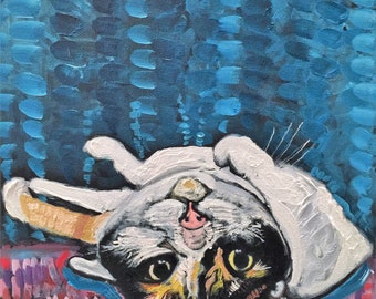 Custom Cat Portrait CUSTOM Pet Portrait by Matt Pecson Cat Painting from Photo Cat Lover Custom Pet Gifts for Her