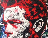RESERVED for Karen - James Dean Art Large Canvas Painting 48x60 Rebel Red White and Blue Canvas Wall Art Acrylic Painting