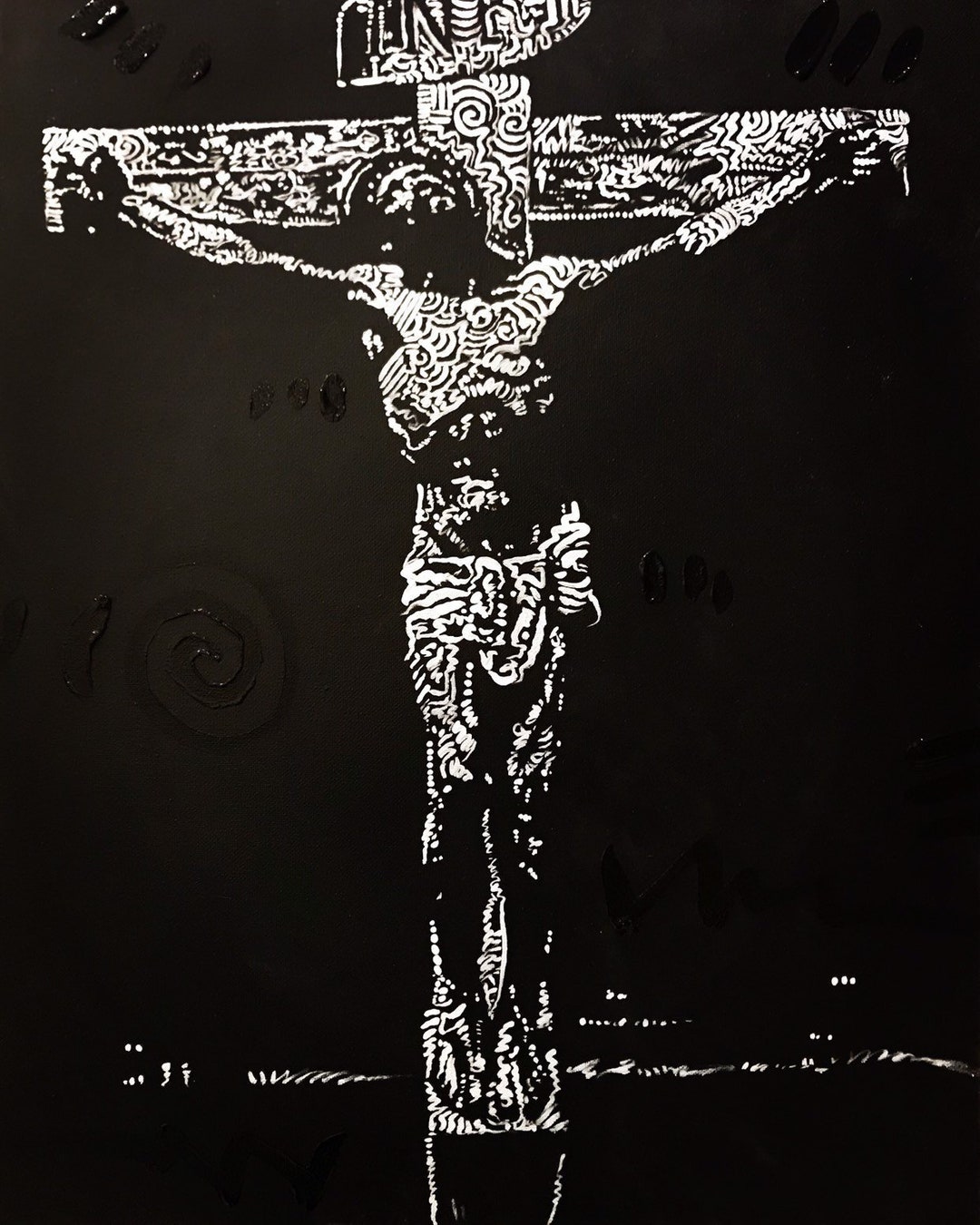 ヴィンテージ キリストの磔刑 モノクロリトグラフ アートフレーム il_1080xN.1665528978_pyoa.jpg