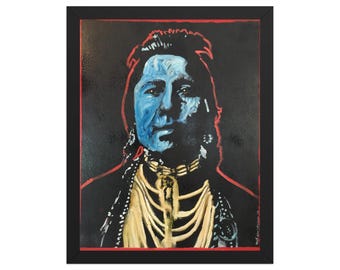 Native American Chief Art Print Framed Wall Art by Matt Pecson, Southwestern Western Desert Decor, Best Selling Items