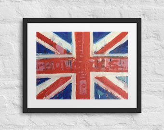 Union Jack ingelijste poster Art Print met mat, Engelse vlag, Verenigd Koninkrijk, Britse vlag, kantoordecoratie