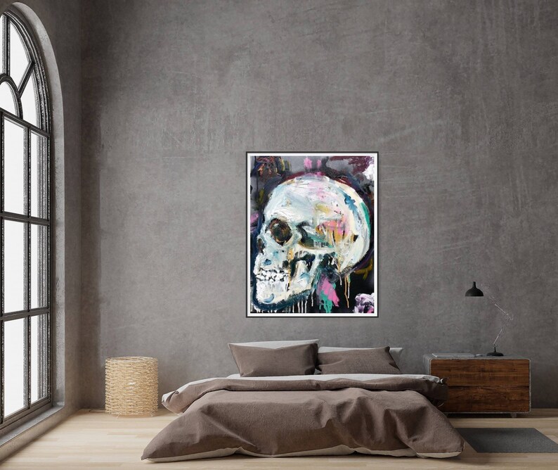 Gothic Skull Painting on Canvas Wall Art by Matt Pecson MADE Etsy