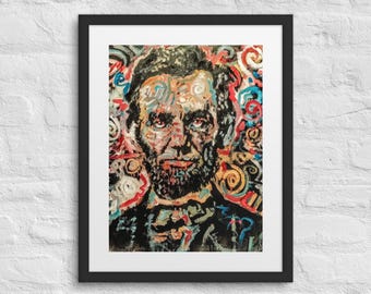 Abraham Lincoln Framed Poster, Art Print with Mat, Lawyer Gift, History Gifts, Historical Home Decor, American History Wall Art