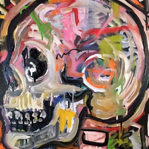 Skull Painting Skull Art by Matt Pecson Canvas Wall Art Canvas Painting Pop Art Painting Skeleton Art Urban Art Street Art MADE TO ORDER