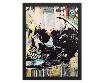 Gothic Skull Painting Art Print, Framed Art Print by Matt Pecson, Occult Dark Decor, Gifts for Him Dad, Bedroom Decor