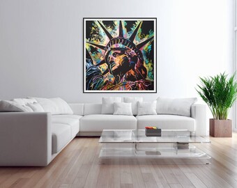 Statue of Liberty Wall Art on Canvas by Matt Pecson MADE to ORDER New York City Pop Art Painting on Canvas