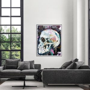 Gothic Skull Painting on Canvas Wall Art by Matt Pecson MADE TO ORDER Skull Decor Pop Art Painting Room Decor