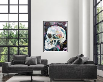 Gothic Skull Painting on Canvas Wall Art by Matt Pecson MADE TO ORDER Skull Decor Pop Art Painting Room Decor