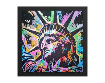 New York City Art, Statue of Liberty Art Prints Framed Modern Wall Art by Matt Pecson, Pop Art Print, Office Decor, Gifts for Him