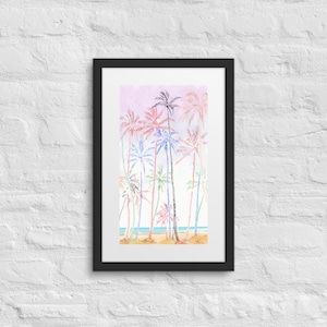 Arte murale della spiaggia della Florida, stampa artistica incorniciata con passepartout, stampe costiere, decorazioni da spiaggia, decorazioni costiere, poster della casa sulla spiaggia, stampa di palme