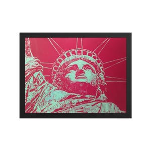 Arte di New York City, Statua della Libertà Rossa, Stampa artistica incorniciata, Arte murale, Stampa Pop Art, Arredamento per ufficio, Regali per lei e lui
