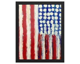 American Flag Art Prints Framed Wall Art by Matt Pecson, Flag Print, Americana Patriotic Art, 4th of July Decor, Gifts for Him