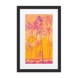 Stampa tramonto palme, arte murale spiaggia Florida, stampa artistica incorniciata con passepartout, stampe costiere, decorazioni spiaggia, decorazioni costiere, poster casa sulla spiaggia
