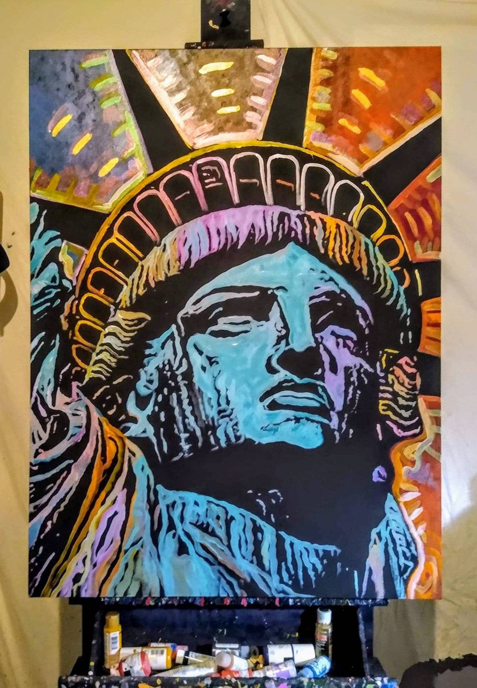 Room Decor of Statue of Liberty Pop Art Painting on Canvas by Etsy