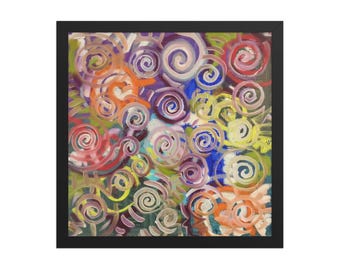 Sacred Geometry Spirals Framed Print, Abstract Boho Wall Art