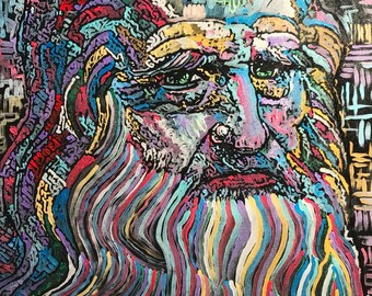 Leonardo Da Vinci Portrait Painting by Matt Pecson Pop Art Paintings on Canvas Wall Art MADE TO ORDER Free Shipping