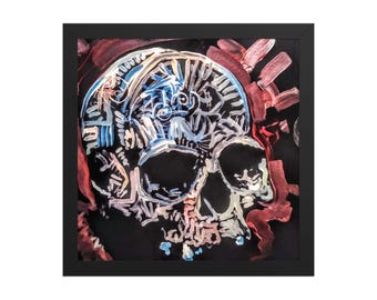 Skull Painting Fine Art Print Framed Wall Art, Occult Goth Gothic Decor, Dark Academia Art, Best Selling Items